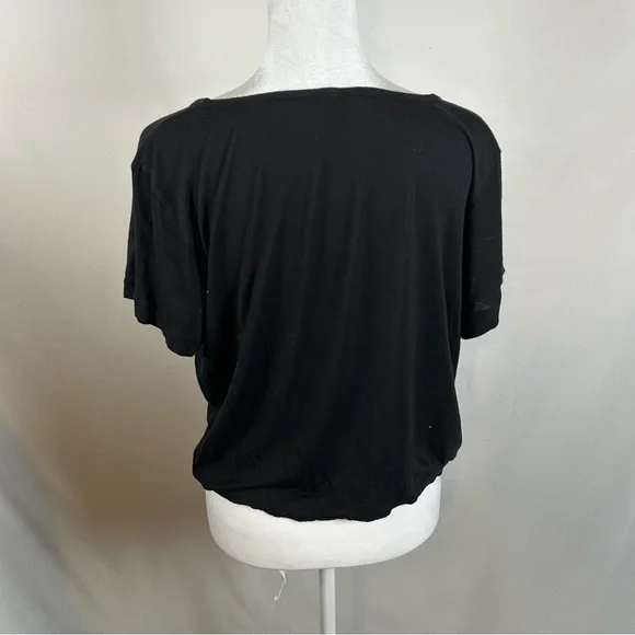 J Crew Black Short Sleeve Tie Front Blouse Size Medium - Picture 2 of 4